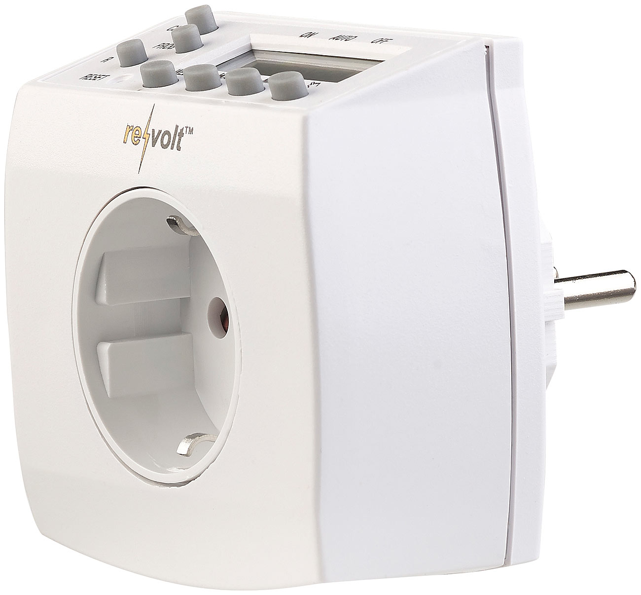 revolt Zeitschaltsteckdose: Kompakte digitale Zeitschaltuhr mit LCD-Display, minutengenau (Zeitschaltuhr Fernseher, Steckdosenschaltuhren Digital)