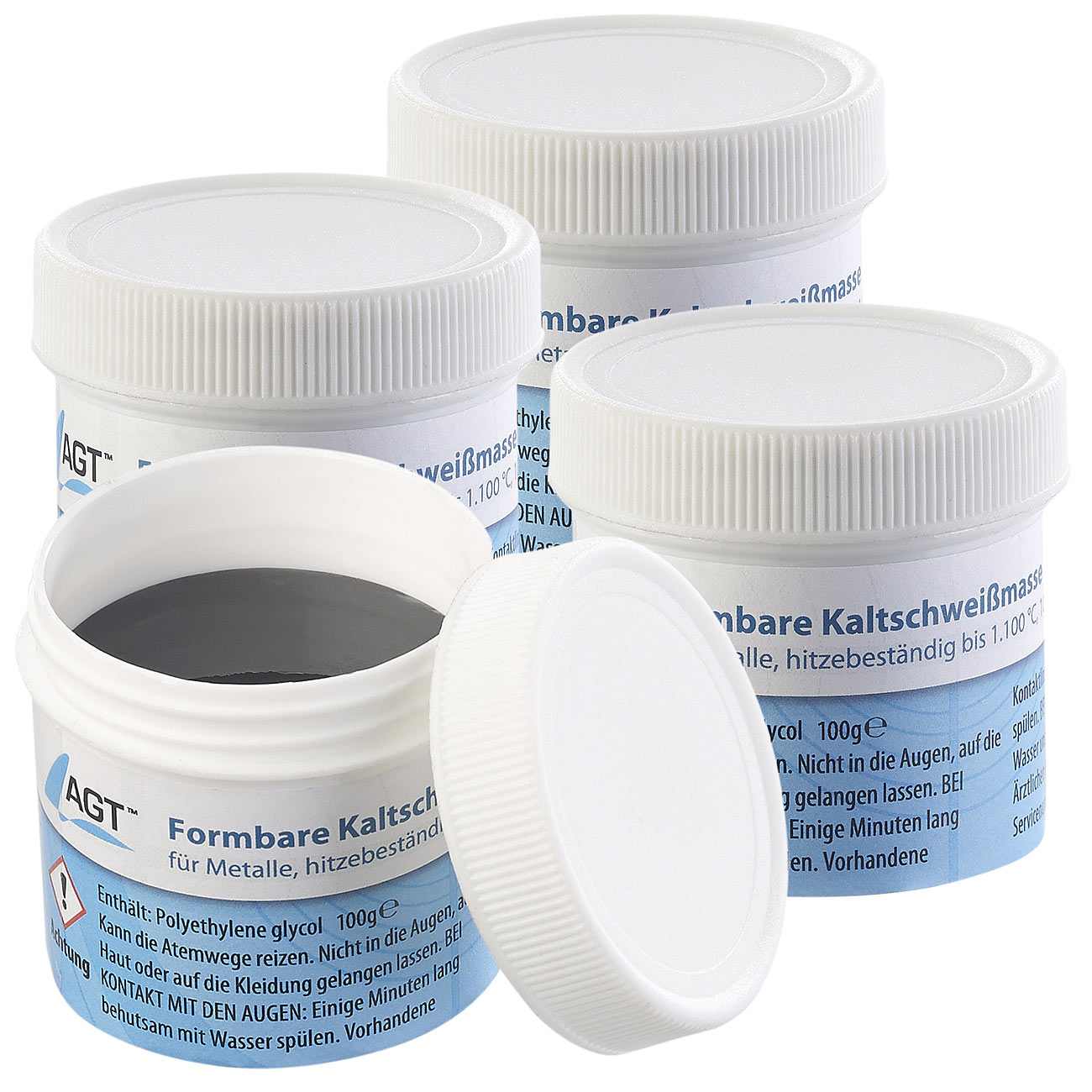 AGT pâte de soudure à froid: 4 pièces de pâte à souder à froid pour métaux, résistant à la chaleur jusqu'à 1100 °C, 400 g (pâte de soudure à froid)