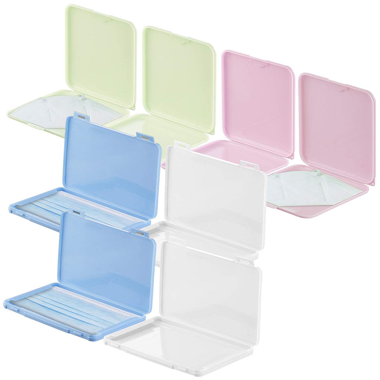 PEARL scatola per maschere: Set da 8 custodie per maschere, a prova di polvere e igieniche, colorate (scatola porta maschere, scatola porta maschere)