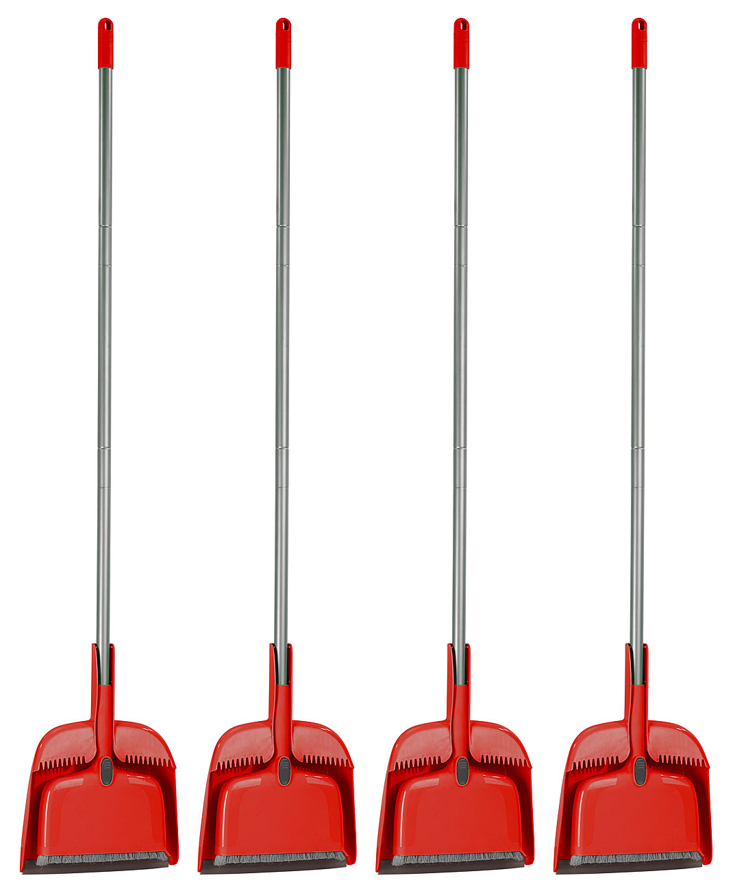 Sichler scopa con paletta scopa con paletta: Set di 4 pezzi 4in1 per la pulizia con raschietto e paletta, 3 pezzi con manico (assortimento detergenti)