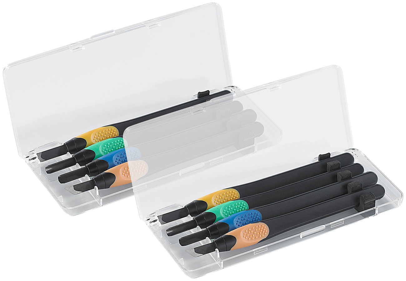 AGT Skalpell: 2er-Set Holzschnitzwerkzeuge, je 4-teilig in robuster Dose (Stechbeitel, Linolschnitt-Werkzeuge)