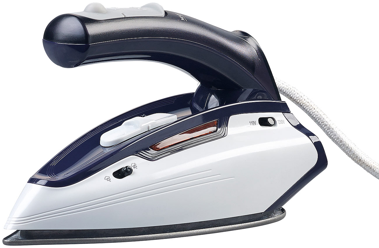 Sichler Minidampfbügeleisen: 2in1-Reise-Dampfbügeleisen mit klappbarem Griff, Versandrückläufer (Dampf-Reisebügeleisen, Mobiles Bügeleisen)