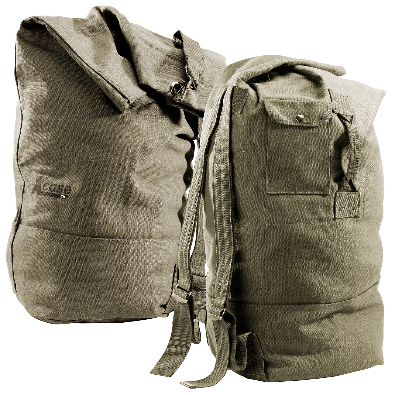 Xcase sac à dos en toile de marin: Ensemble de 2 sacs de mer en toile de 50 litres, 28 x 25 x 80 cm (sac marin, sac à bottes, sac en toile de voyage)