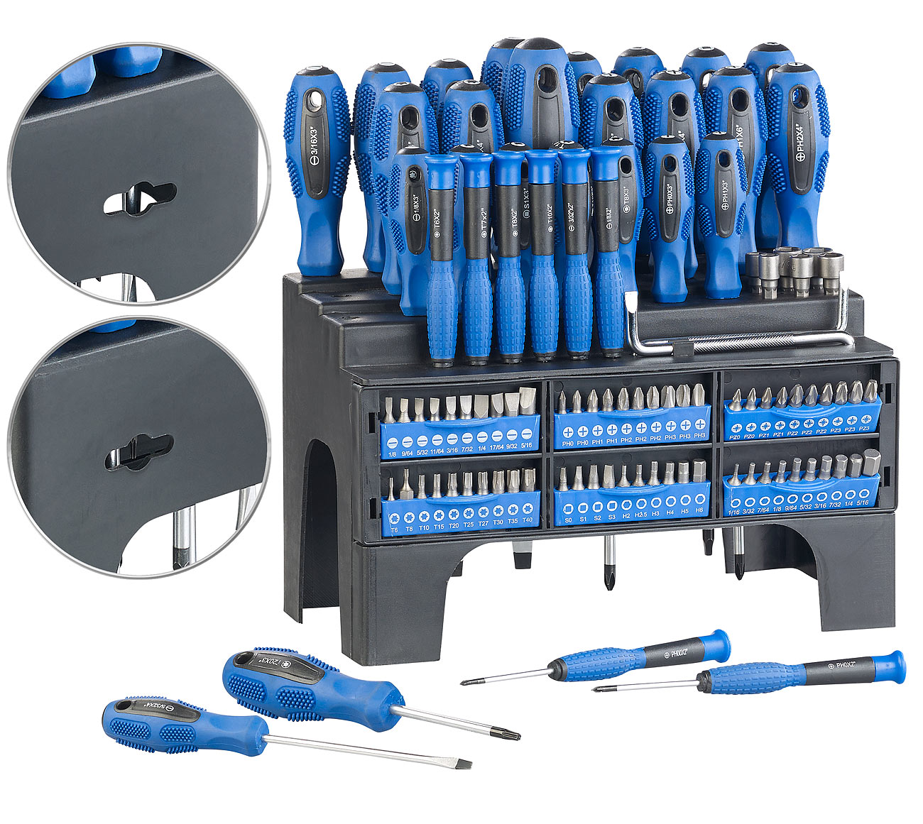 AGT Schraubenzieher Set: 101-teiliges Schraubendreher- und Bit-Set mit Wandhalterung (Schraubenzieher Bit Set, Schraubendrehersatz)