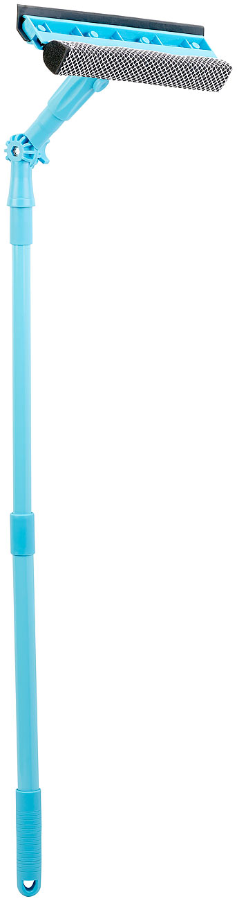 Sichler Teleskop Fensterreiniger: Fensterwischer mit Schwamm, Abzieher, Teleskopstab mit 2 Kipp-Gelenken (Teleskop Fensterputzer, Teleskop)