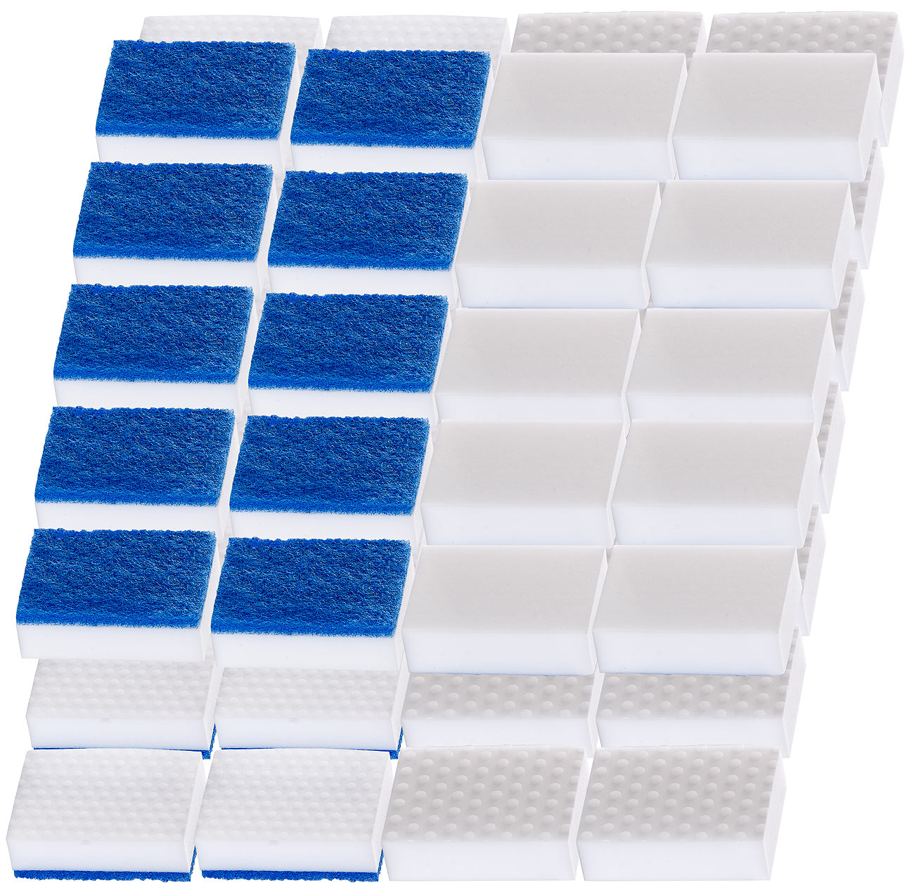 PEARL éponge détachante: Set de 48 gommes à effacer en mélamine, 24x à surface rugueuse, 24x avec côté en non-tissé (éponge gomme, éponge magique)