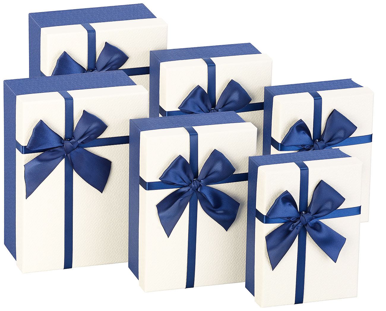 Your Design scatole regalo compleanno scatole regalo compleanno: Set di 6 eleganti scatole regalo con nastro blu, 3 diverse dimensioni (eleganti)
