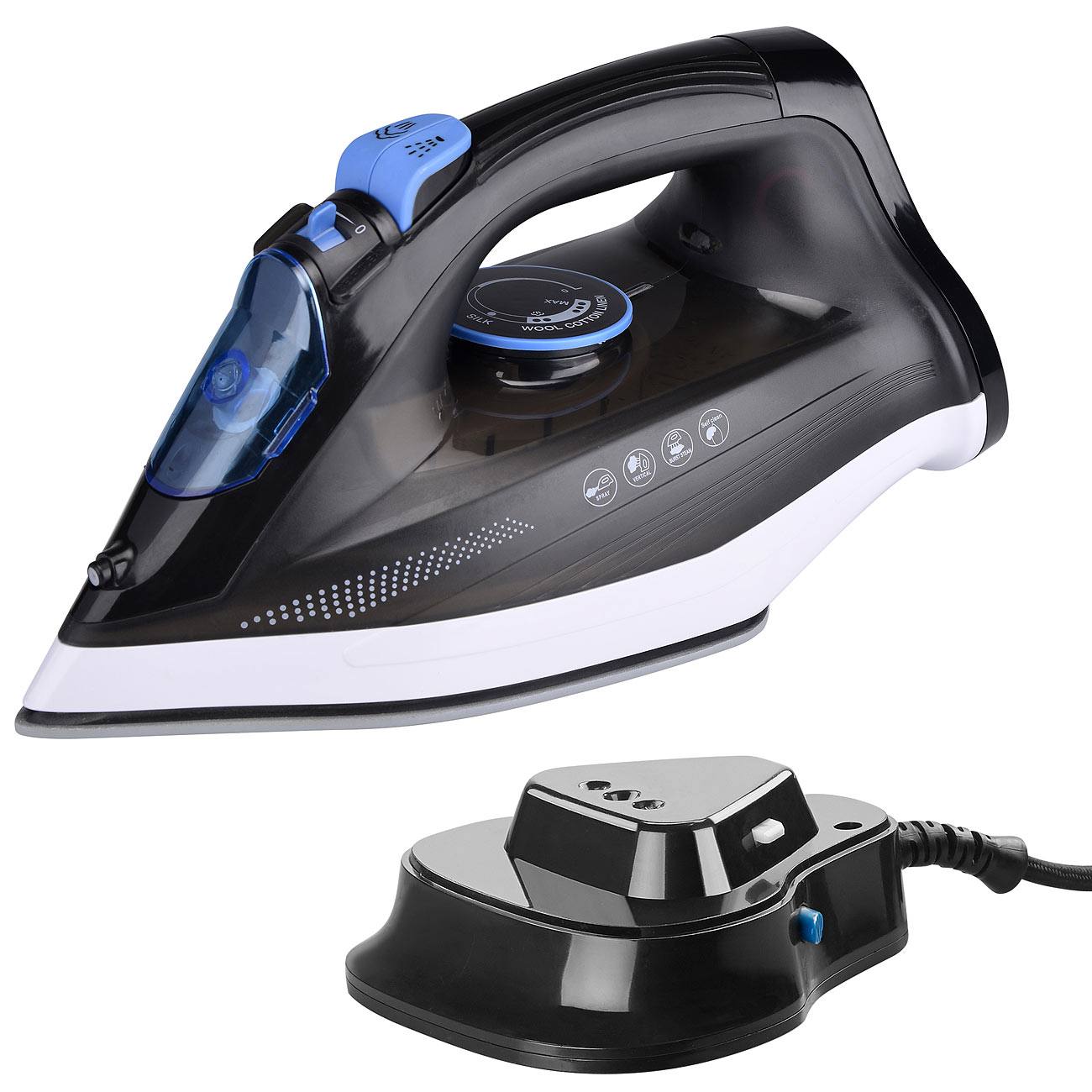 Sichler ferro da stiro: Ferro da stiro a vapore 2in1 senza fili con stazione di base, reso di spedizione (ferro da stiro a vapore, ferro da stiro a)