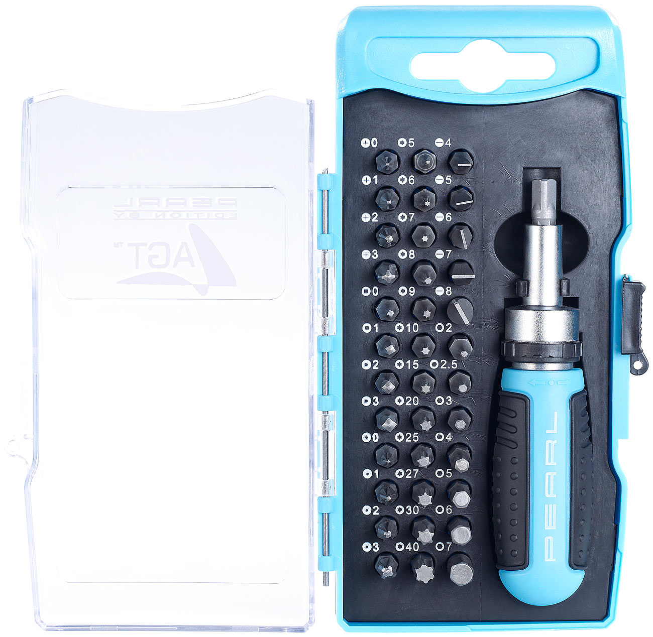 AGT bitset set di punte: Set di punte per utensili da 38 pezzi con cricchetto (Edizione PEARL) (cacciavite cacciavite, Bitset Torx Bitset Torx, set)