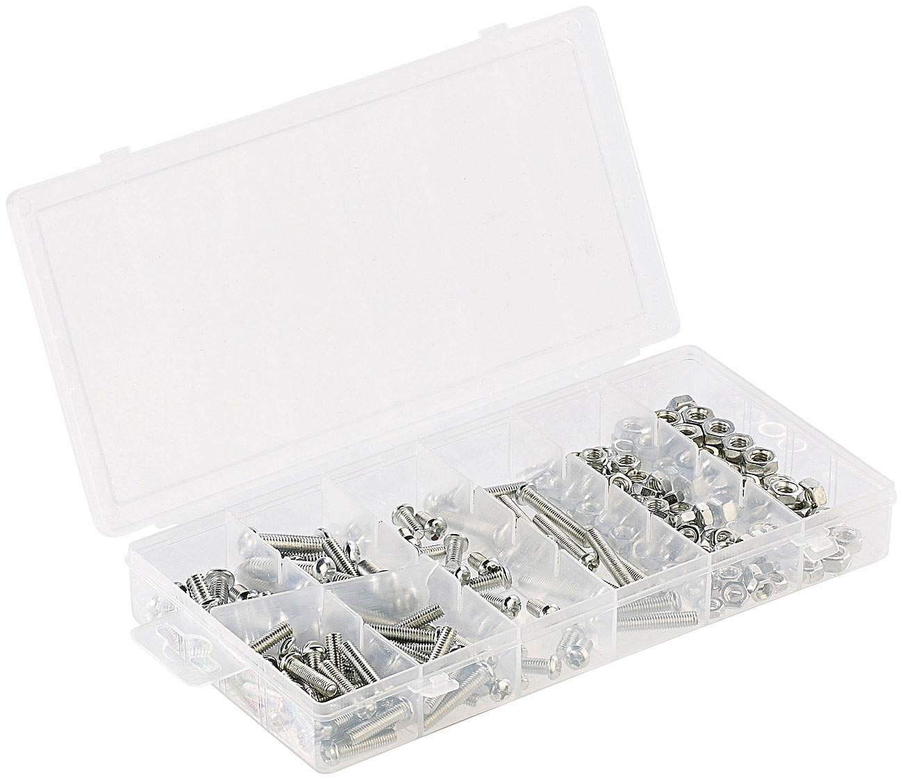 AGT assortiment de petites pièces: Boîte de rangement pour vis et écrous à tête ronde, 220 pièces (boîte à petites pièces, boîte de assortiment)