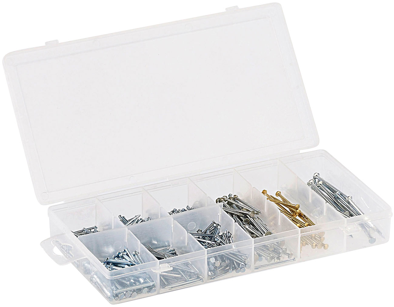 AGT cassettiera assortimento scatola assortimento: Set di chiodi in acciaio, 550 pezzi (scatola per ordinare scatola per ordinare, scatola)