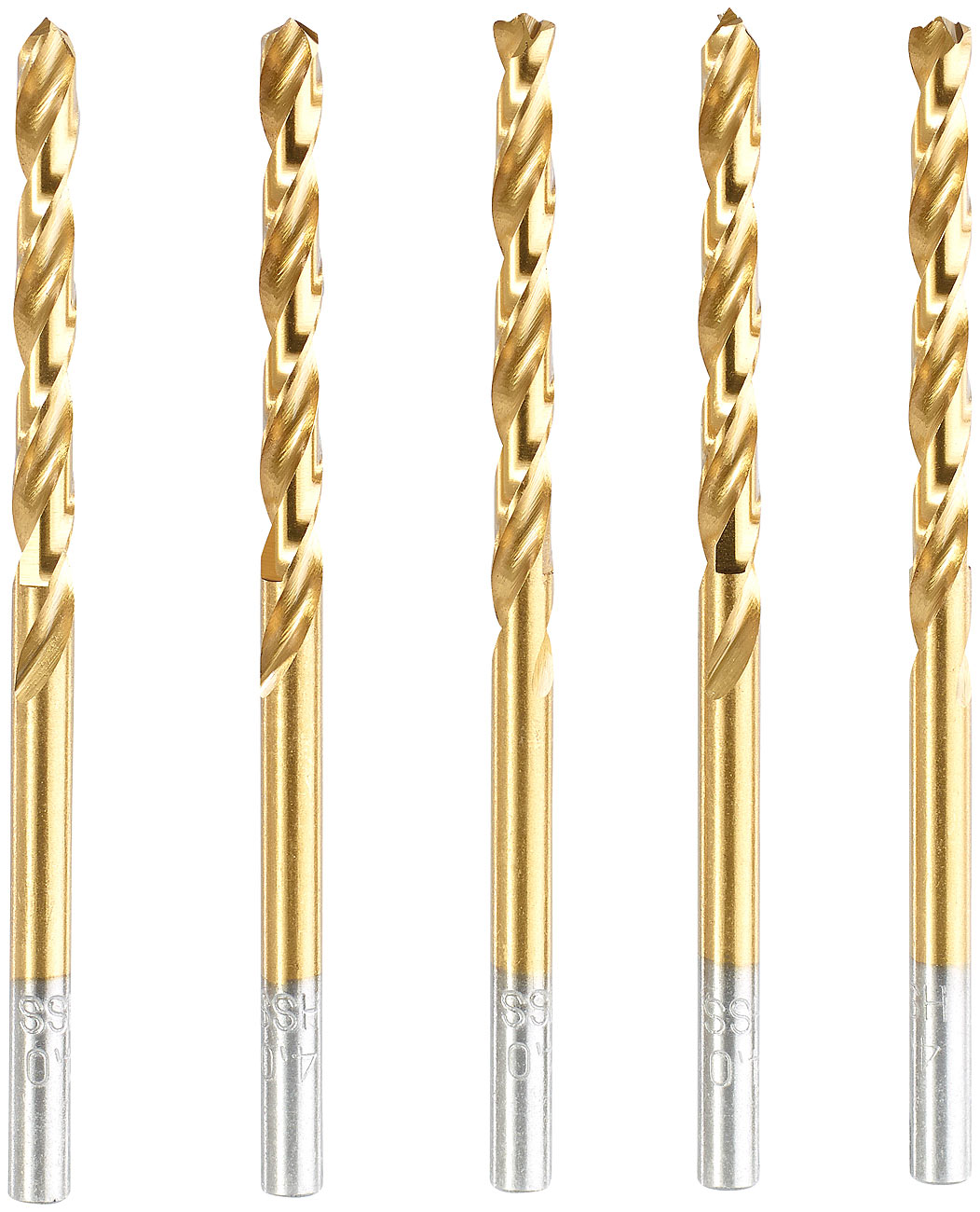 AGT Stahlbohrer: HSS-Bohrer-Set für Metall, Titan-beschichtet, 4 mm, 5 Stück (HSS-Spiralbohrer)