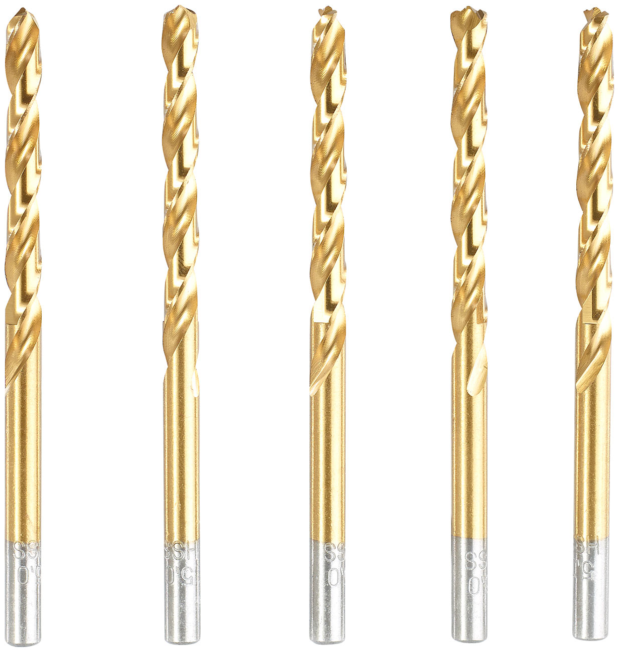 AGT Spiralbohrersätze: HSS-Bohrer-Set für Metall, Titan-beschichtet, 6 mm, 5 Stück