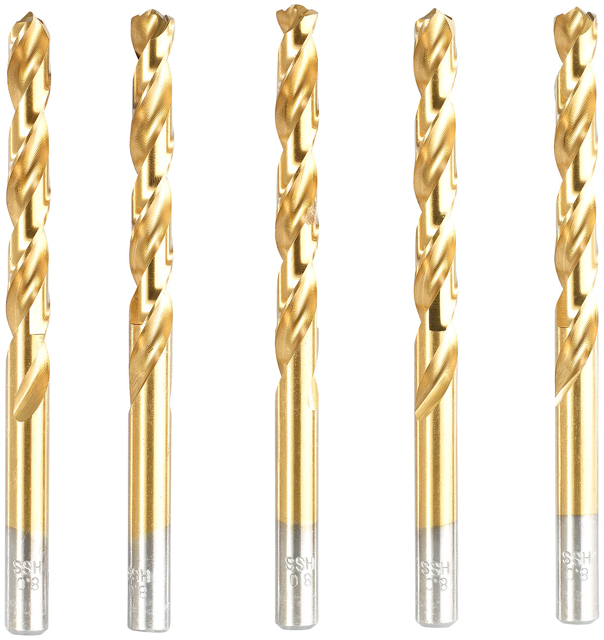 AGT Vollhartmetallbohrer: HSS-Bohrer-Set für Metall, Titan-beschichtet, 8 mm, 5 Stück (Metallbohrer)