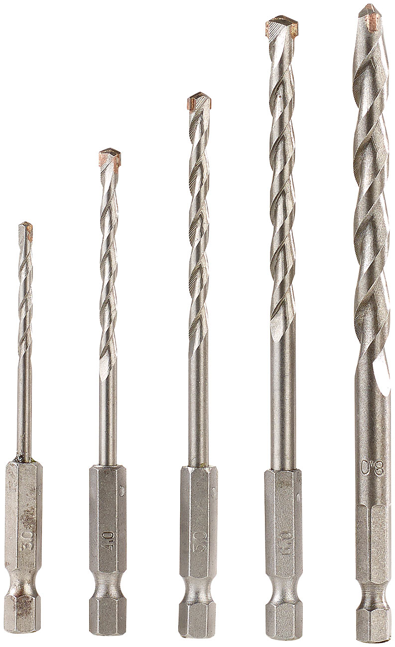 AGT bithouder boor: Betonboorset voor accuschroevendraaiers, 3 - 8 mm, 5 stuks (bithouder boor, boor met zeskant bit opname, boor voor zeskant opname)