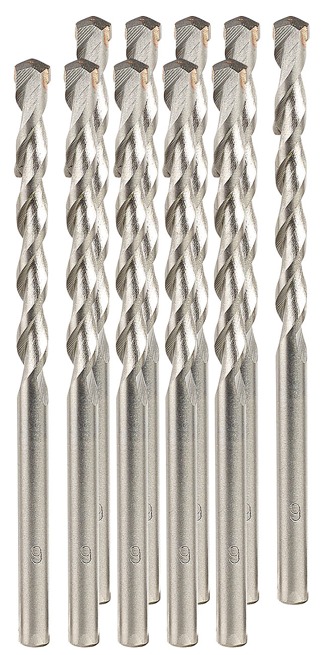AGT Steinbohrer: Beton-Bohrer-Set für Schlag- und Drehbohrer, 6 mm, 10 Stück (Bohrersets für Werkzeug-Kisten, Beton-Bohrer-Set mit Zylinderschaft)