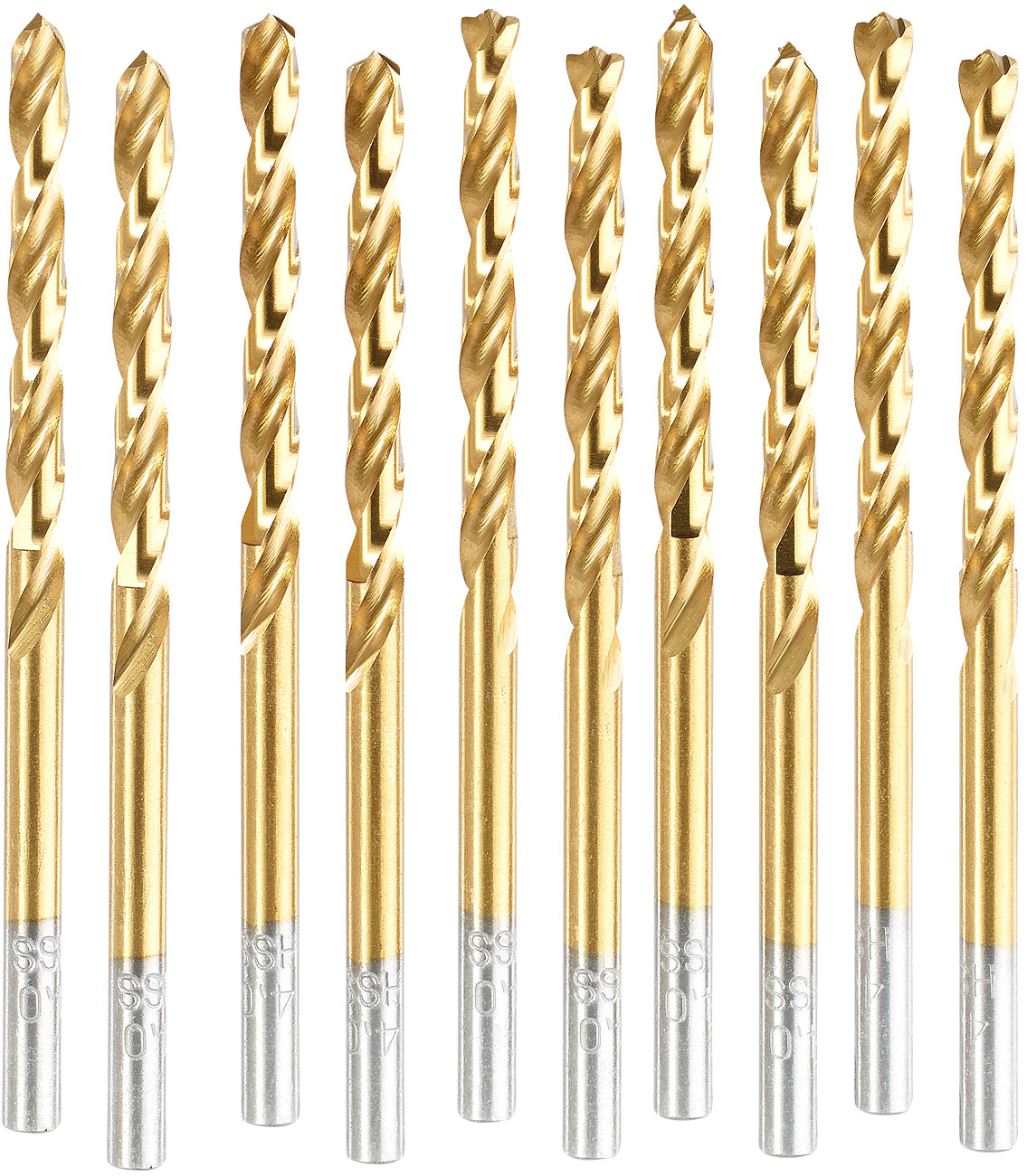 AGT Edelstahlbohrer: HSS-Bohrer-Set für Metall, Titan-beschichtet, 4,0 mm, 10 Stück (Metallbohrer)