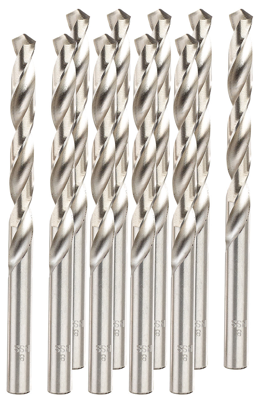 AGT Spiralbohrersatz: HSS-Bohrer-Set für Metall, Titan-beschichtet, 8,0 mm, 10 Stück