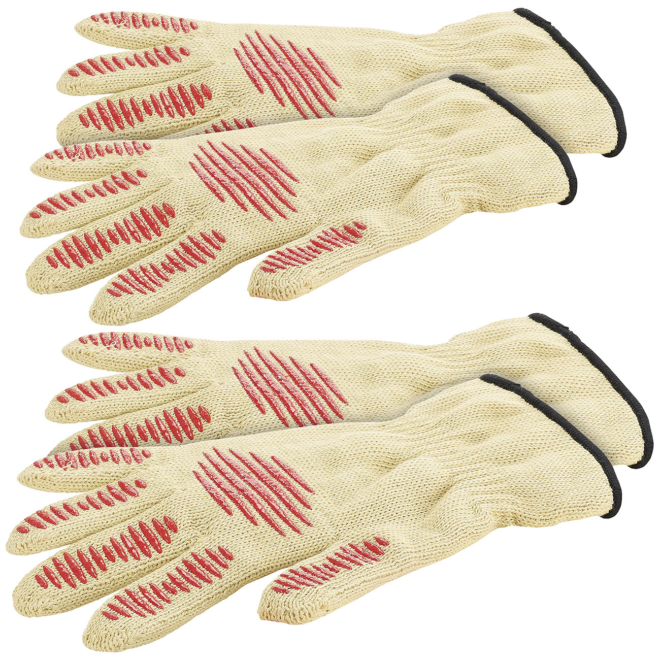 Rosenstein & Söhne guanti da camino: Set di 4 guanti di sicurezza, protezione da calore e tagli, con pad antiscivolo (guanti resistenti al fuoco per)