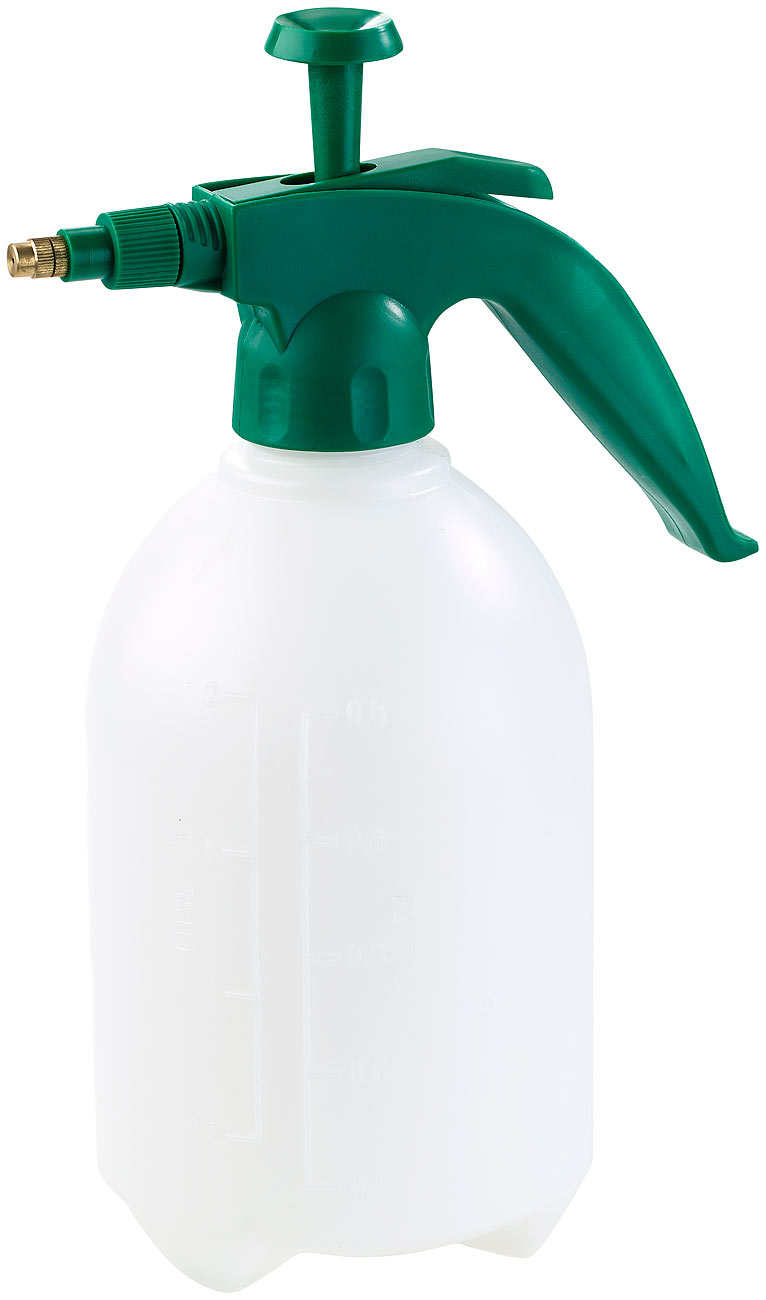 PEARL Druck Wassersprüher: Universal-Pump-Druck-Sprüher mit Messingdüse, Sicherheitsventil, 2 l (Pump Drucksprüher, Sprühflasche für Pflanzen und)