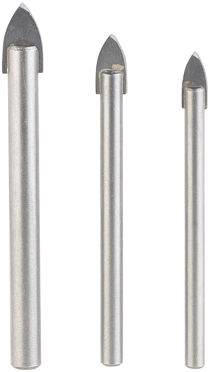 AGT Professional Fliesenbohrer: 3-teiliges Bohrer-Set für Fliesen und Glas, 5/6/8 mm, sandgestrahlt (Glas und Fliesenbohrer, Bohrer Keramikfliesen)