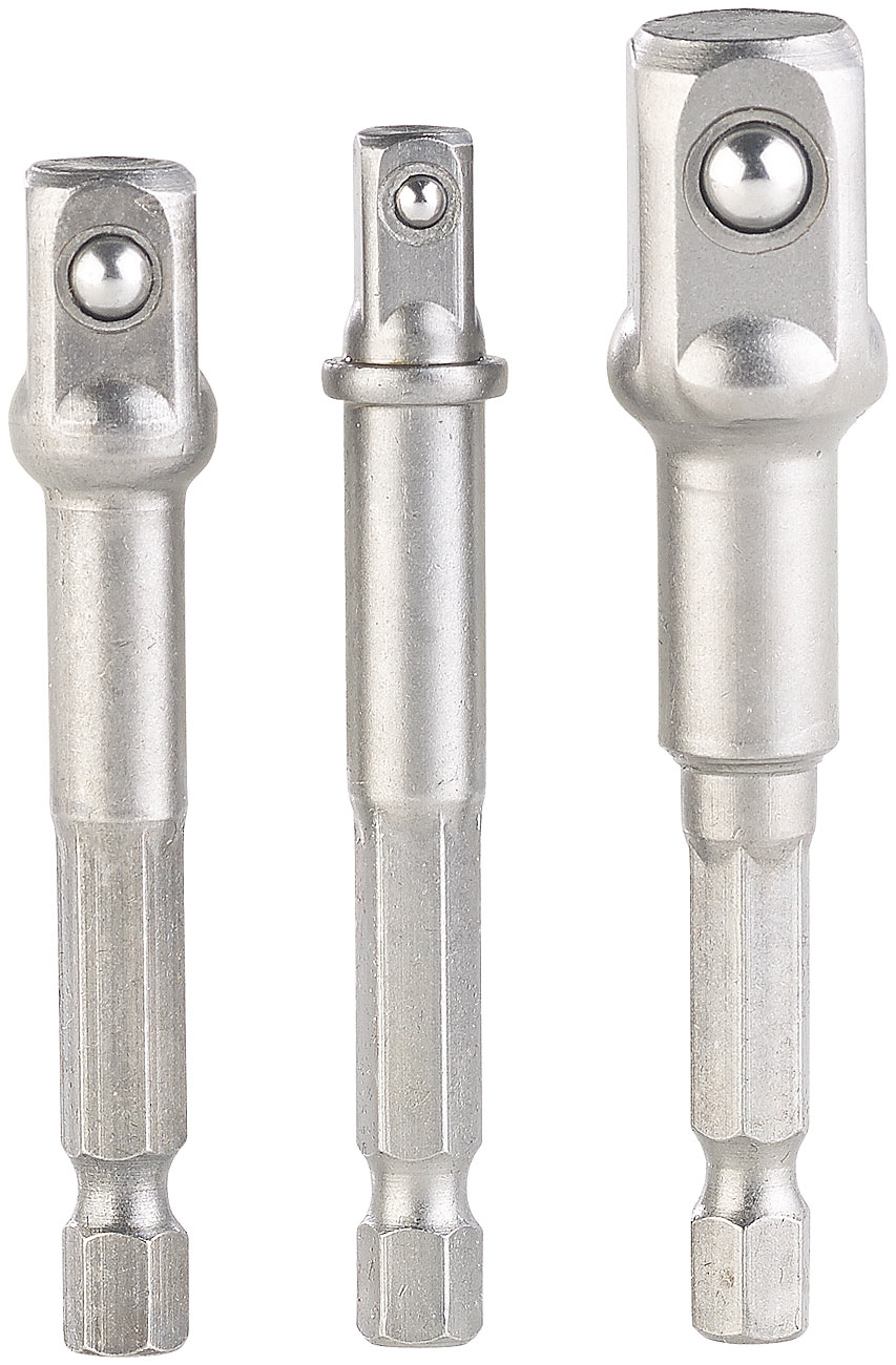 AGT Professional Bit-Einsatz-Adapter: 3-teiliges Adapter-Set Sechskant auf Vierkant, 6,4/9,5/12,7 mm (Steckschlüssel-Einsatz-Adapter, Adaptersatz)