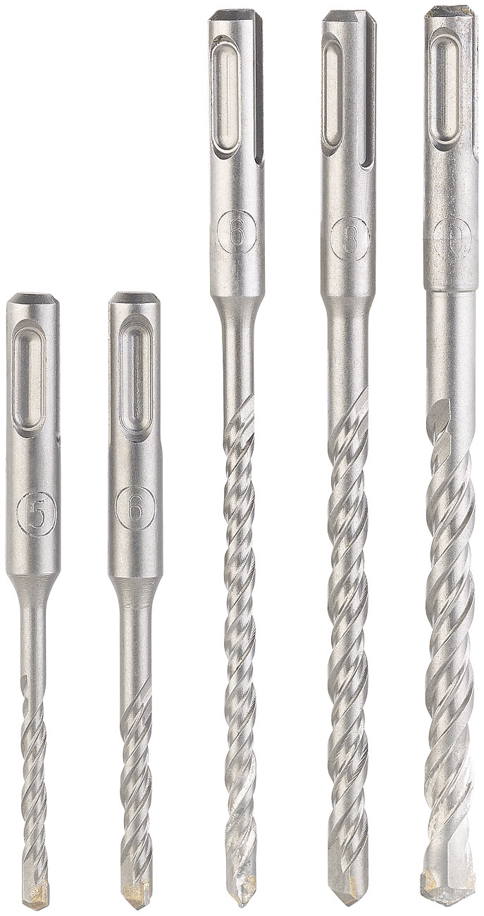 AGT Professional SDS Bohrer: 5-teiliges SDS-Plus-Betonbohrer-Set, 5/6/6/8/10 mm, sandgestrahlt (Bohrhammer-Bohrer, SDS Plus Bohrhammer Bohrer)