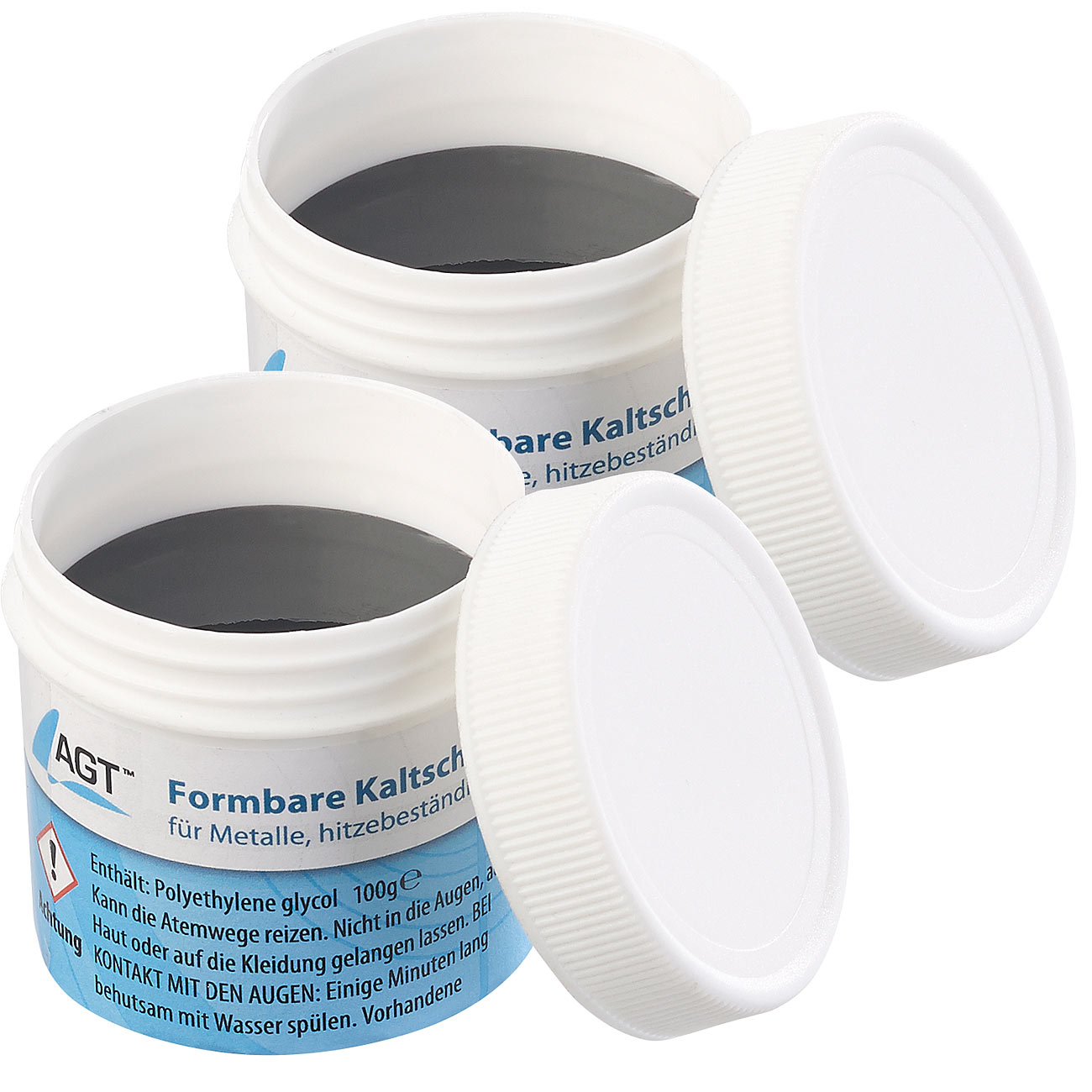 AGT adesivo metallico colla per metallo: Set da 2 masse di saldatura a freddo per metallo, resistente al calore fino a 1100 °C, 200 g (colla)