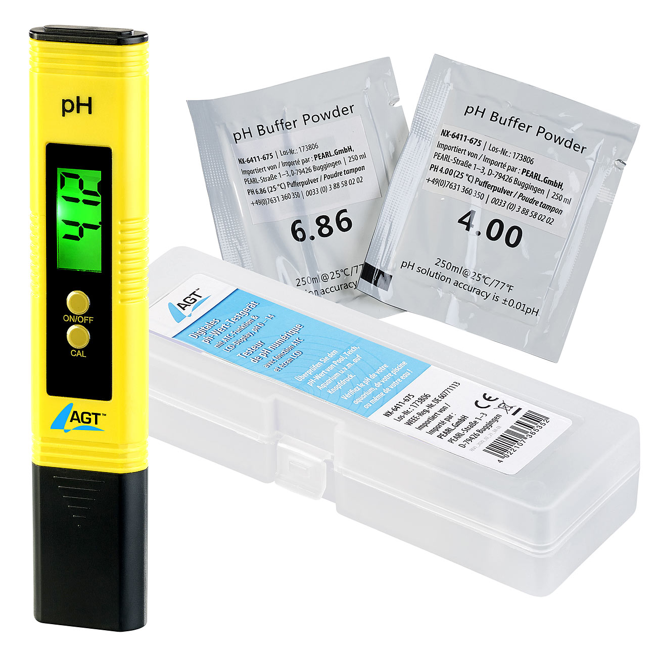 AGT misuratore di pH: Dispositivo di test del pH digitale con funzione ATC e display LCD, pH 0 - 14 (coltello per pH, ph tester digitale, misuratore)