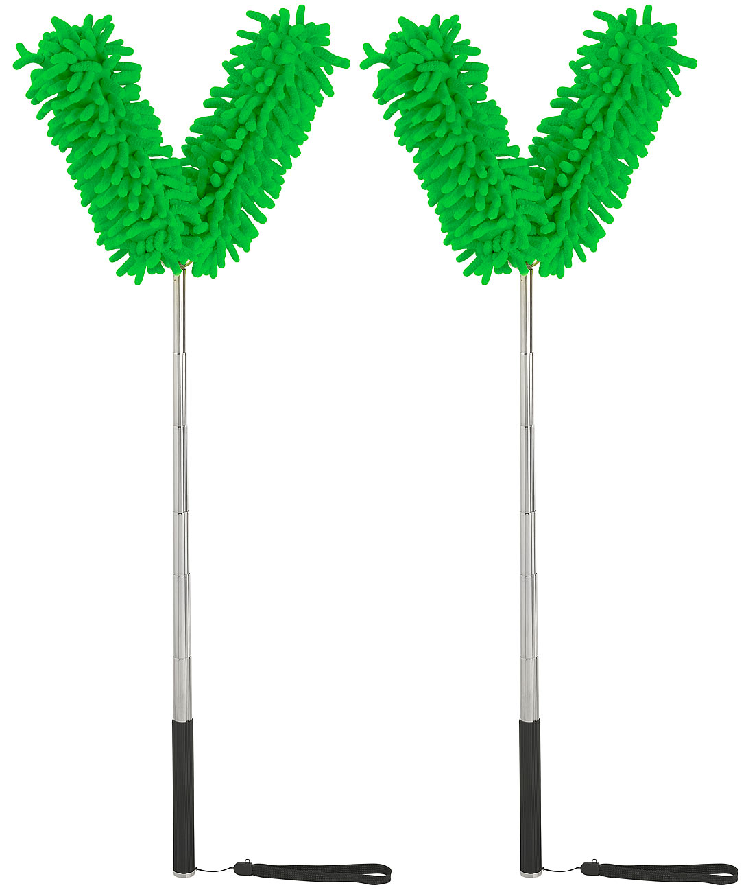 Sichler spolverino in microfibra: Set di 2 piumini in microfibra flessibili, 2 teste, telescopico, fino a 118 cm (spolverino telescopico, piumino con)