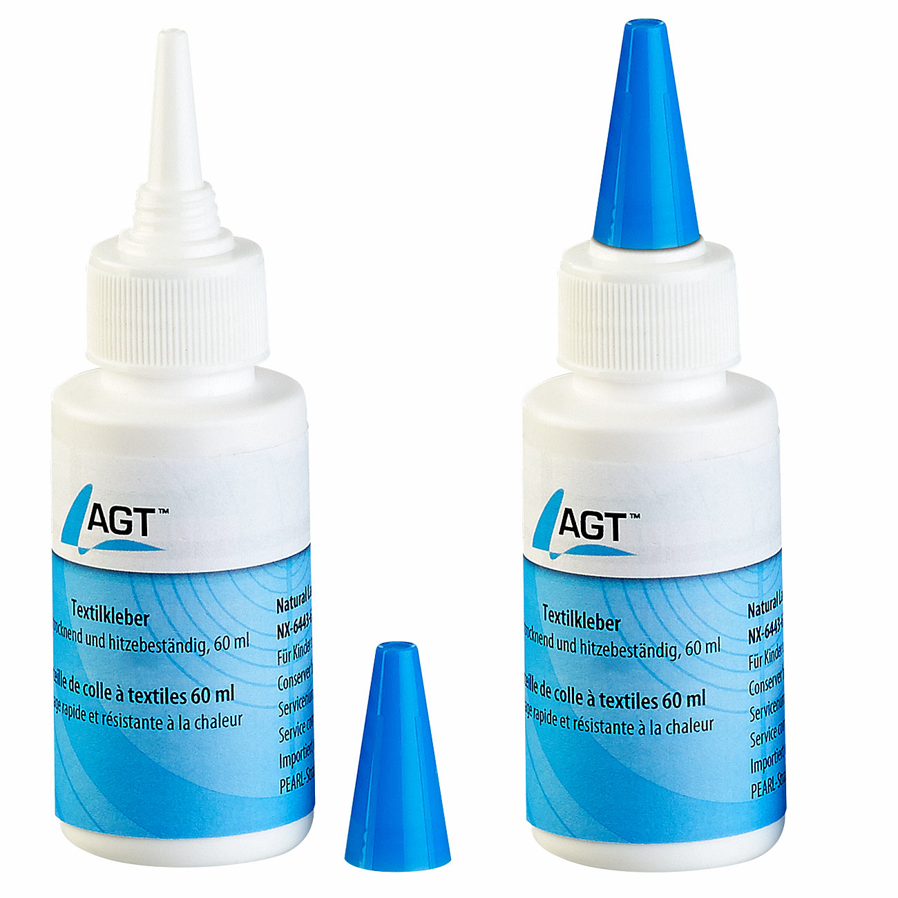 AGT Stoffkleber: 2er-Set Textilkleber, schnell trocknend und hitzebeständig, 2x 60 ml (Lederreparatur, Jeans Kleber)