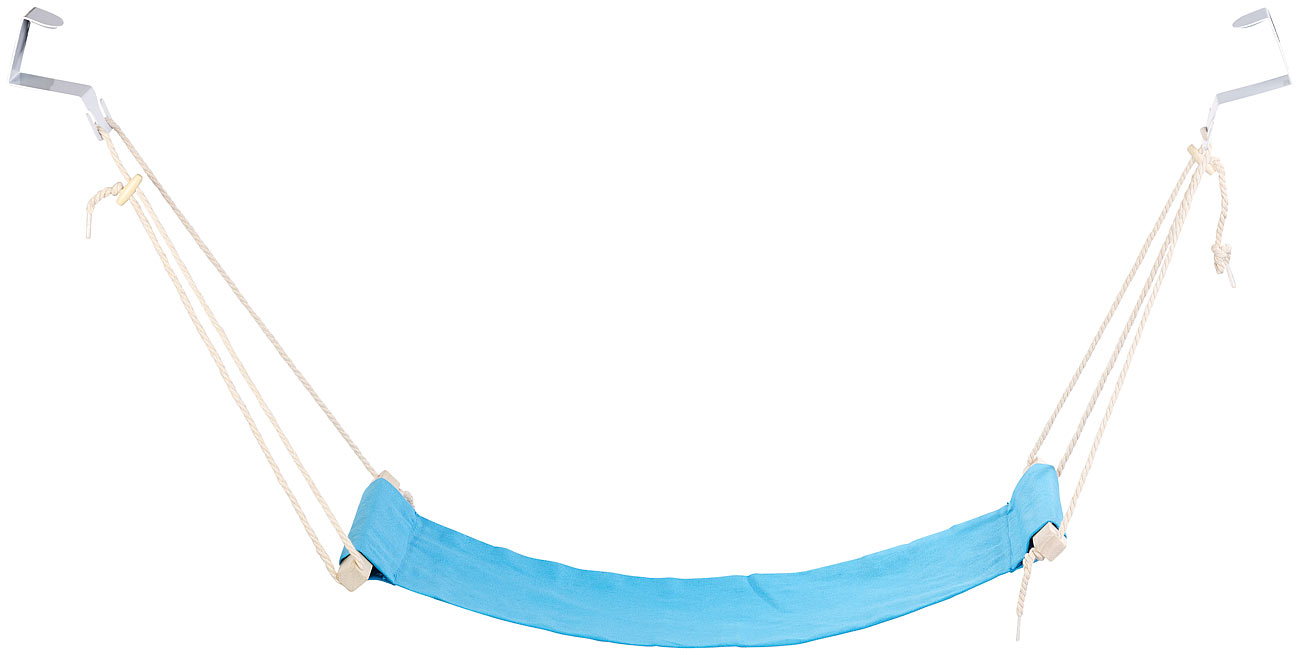 PEARL Fußhängematte: Fuß-Hängematte mit Echtholz-Stäben, zum Einhängen unterm Tisch, 60 cm (Fußhängematte Schreibtisch, Fussablage unter Schreibtisch)