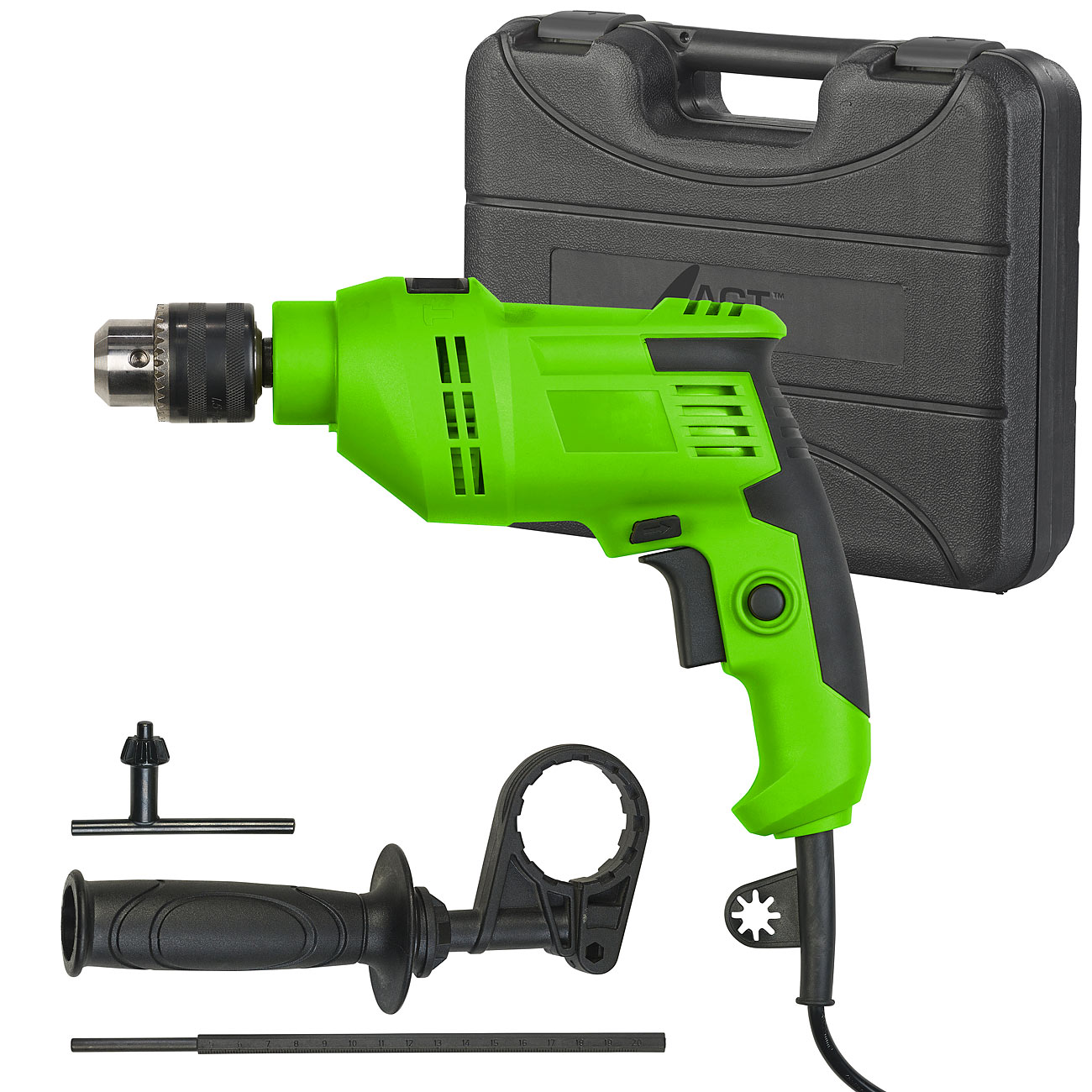 AGT Professional trapano trapano: Trapano a percussione con accessori a 3 pezzi in valigetta, 800 Watt (martello perforatore martello rotativo)