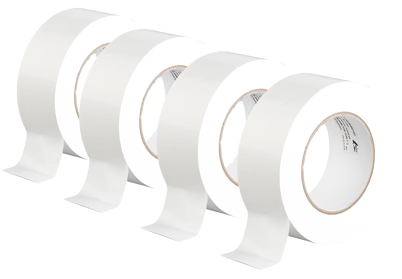 AGT ruban adhésif gaffer: Ensemble de 4 rouleaux de ruban adhésif en tissu, résistant à la déchirure, 48 mm de large, 0,17 mm d'épaisseur, blanc)
