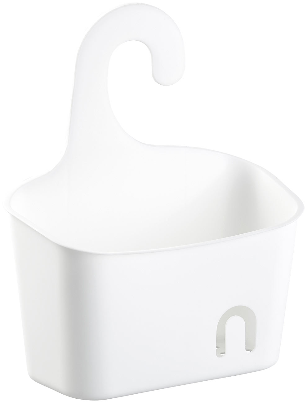 BadeStern cestino doccia in plastica: Cesto per doccia con ganci di sospensione e griglia di drenaggio, espandibile, bianco (cesto da appendere in)