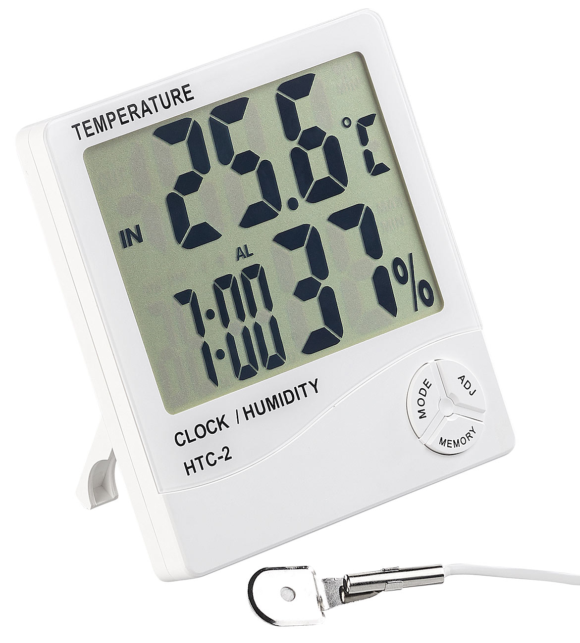 PEARL Thermometer Wohnmobil: Digitales Thermometer & Hygrometer mit Außensensor, Uhr und Wecker (innen außen Thermometer Wohnmobil, Thermometer)