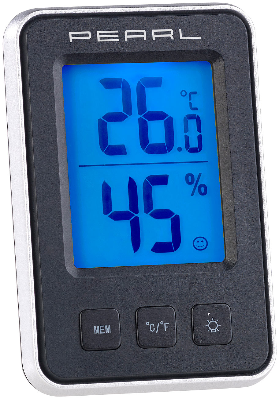 PEARL Min Max Thermometer: 3er-Set digitale Thermometer/Hygrometer, Komfortanzeige, LCD-Display (Digitale Hygro- und Thermometer, Hydrometer)