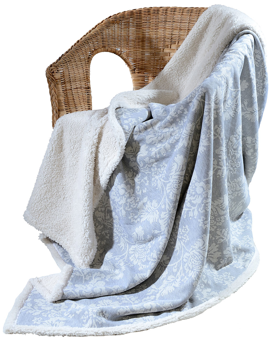 Wilson Gabor couverture douce et câline couverture douce et moelleuse: Couverture de jour en design jacquard avec un revers en fausse fourrure, 200 x