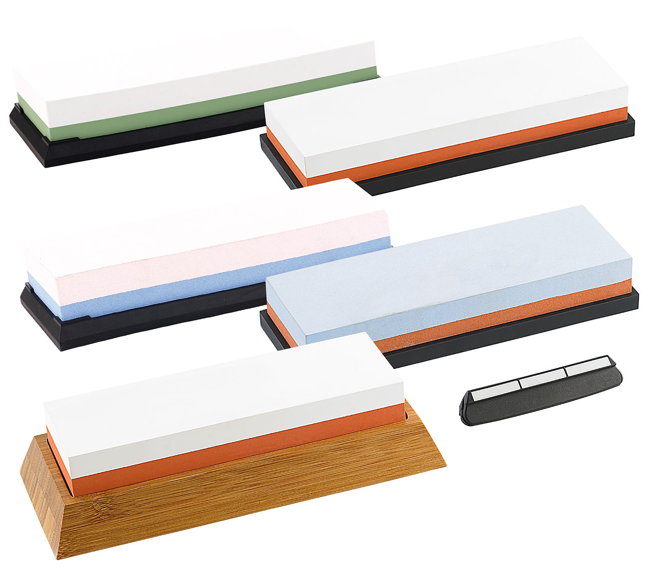 TokioKitchenWare Schleif-Steine: 4er-Set Doppel-Wasser-Schleifsteine mit Haltern, Körnung 240 - 8000 (Wasser-Schleifer, Wetz-Steinblock)