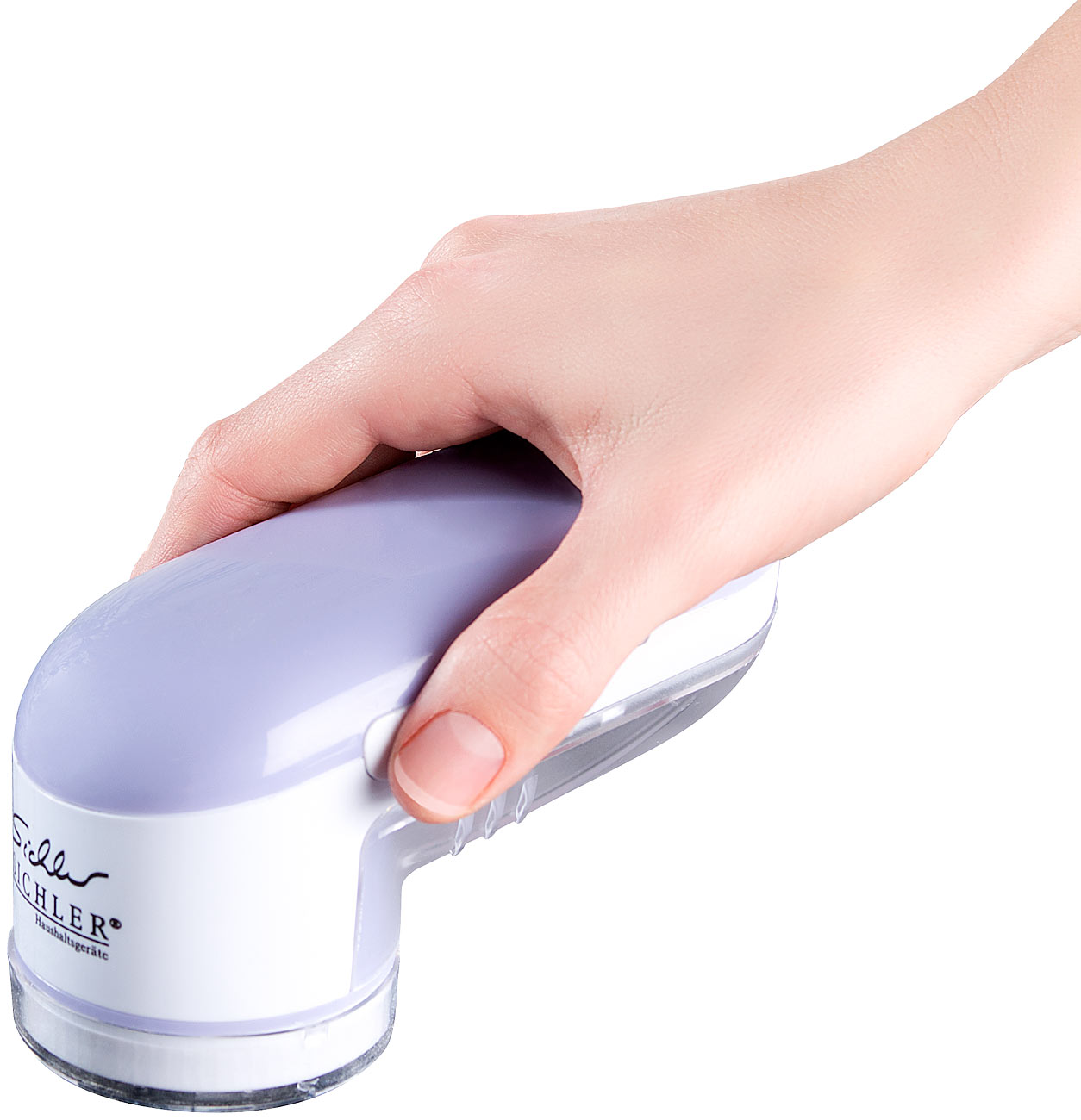 Sichler Lint Remover: Akku-Fusselrasierer mit Metall-Flusengitter, weiß/lila (Flusenentferner, Kabellose Fusselrasierer mit Akkus)