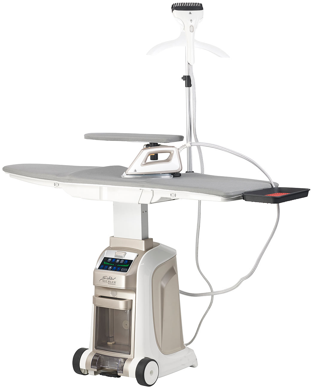 Sichler asse da stiro asse da stiro: Tavolo da stiro attivo con stazione di vapore e spazzola a vapore, 2.200 Watt (stazione da stiro con asse da)