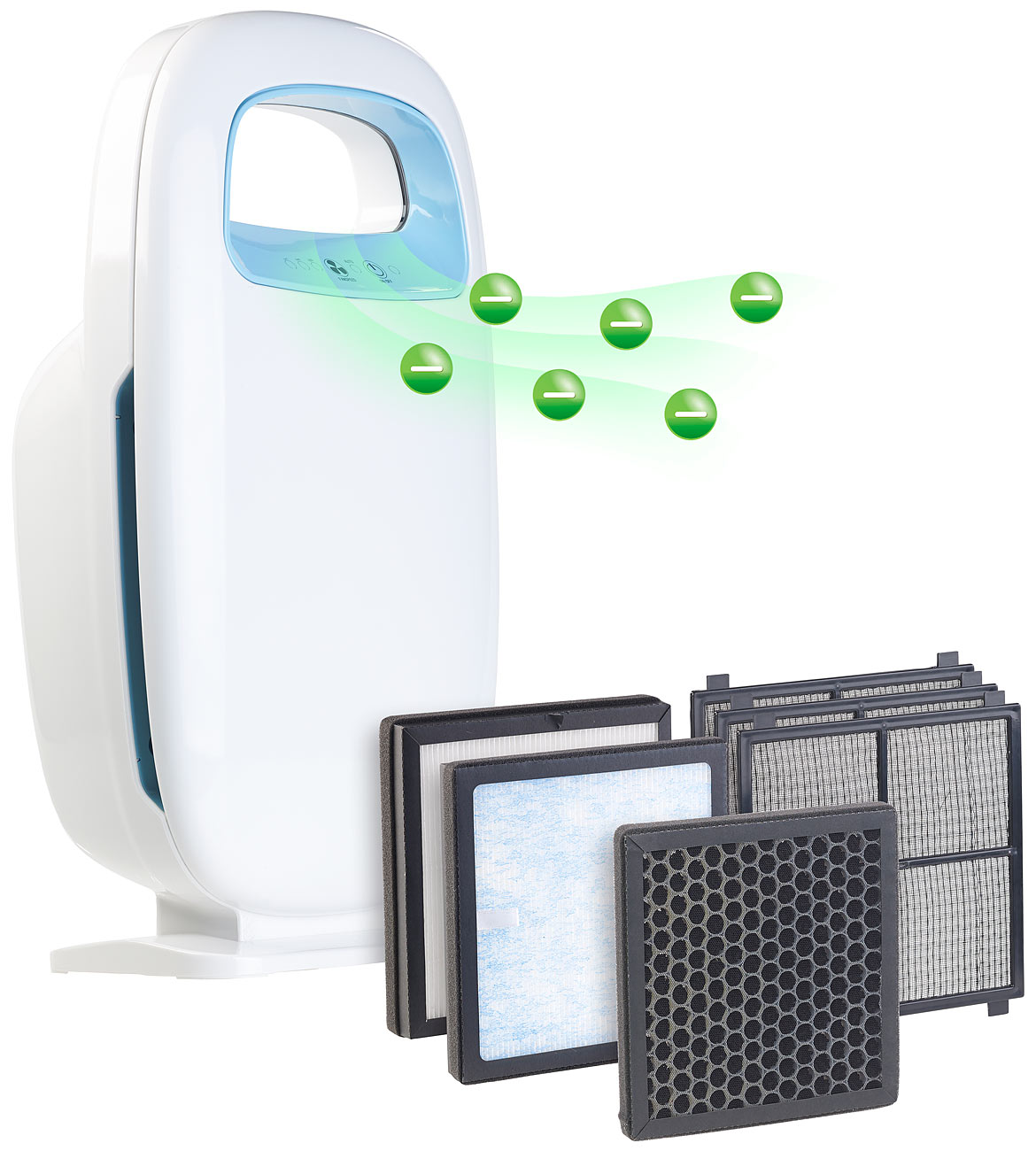 Sichler Raumluftreiniger: 5-Stufen-Luftreiniger mit 4 Filtern und Ionisator, Ersatzfilter-Set (Luftreiniger für Allergiker, Hocheffektive)