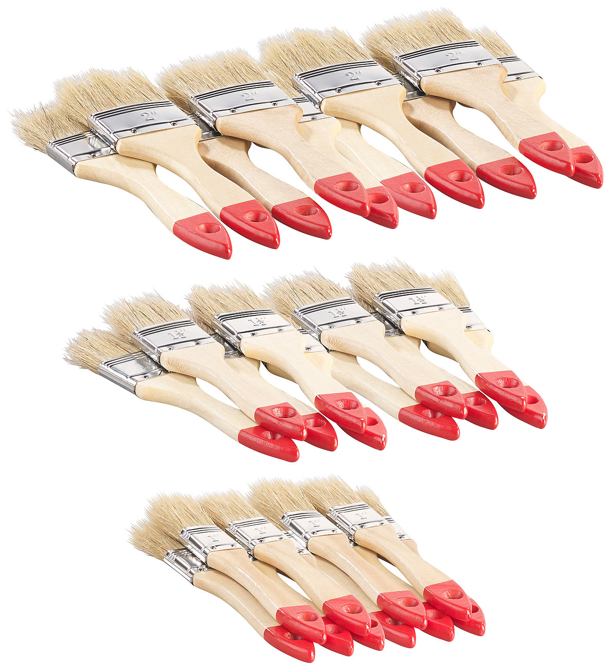 AGT ensemble de pinceaux: Set de pinceaux plats de 30 pièces avec des manches en bois et des poils naturels, 3 tailles (ensemble de pinceaux, pinceau)
