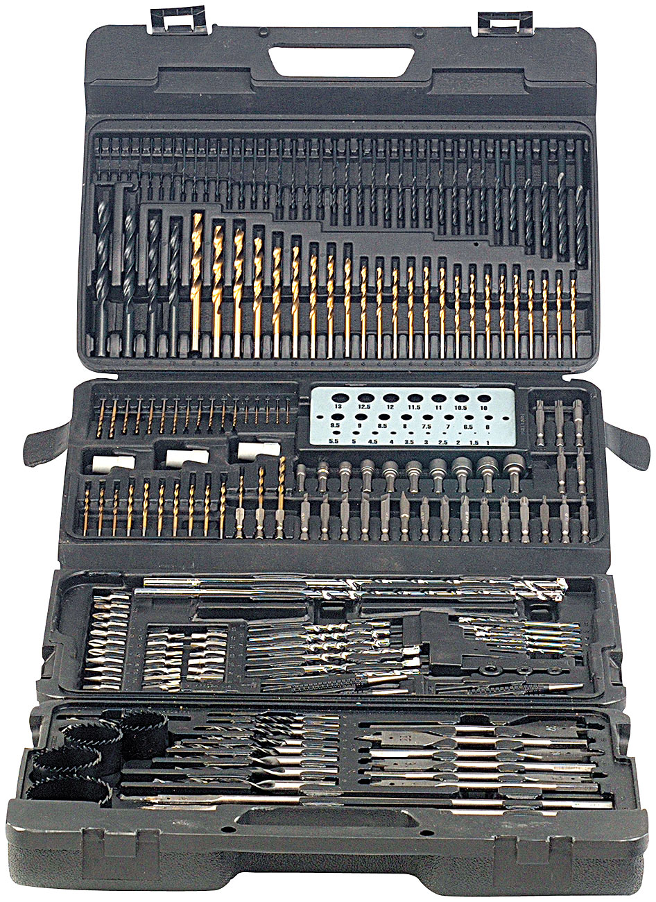 AGT valigetta per punte da trapano: Set di trapani e punte professionale da 204 pezzi, in cromo-vanadio incluso adattatore magnetico. (set di trapani)