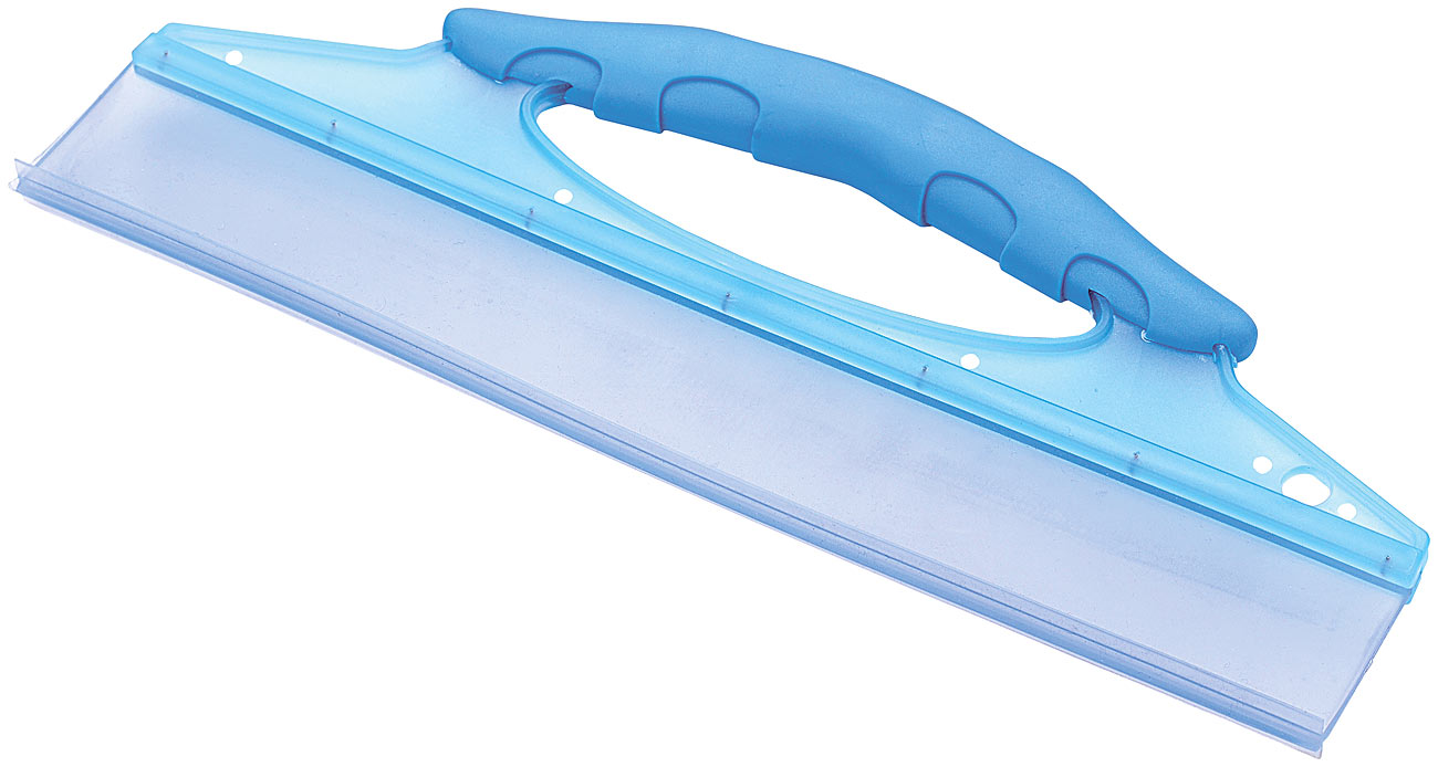 AGT Duschabzieher: Silikon-Abziehlippe mit gummiertem Griff, extrabreit (Abzieher für gebogene Scheiben, Duschabzieher gebogen)