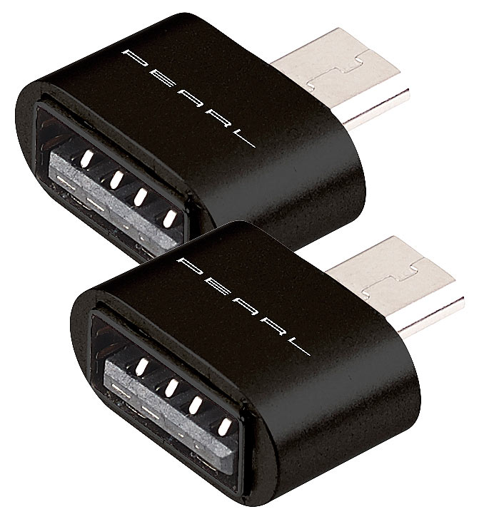 PEARL USB Adapter Handy: 2er-Set OTG-USB-Adapter, Alu-Gehäuse, USB-Buchse auf Micro-USB-Stecker (USB Adapter für Smartphone, USB-Adapter für)