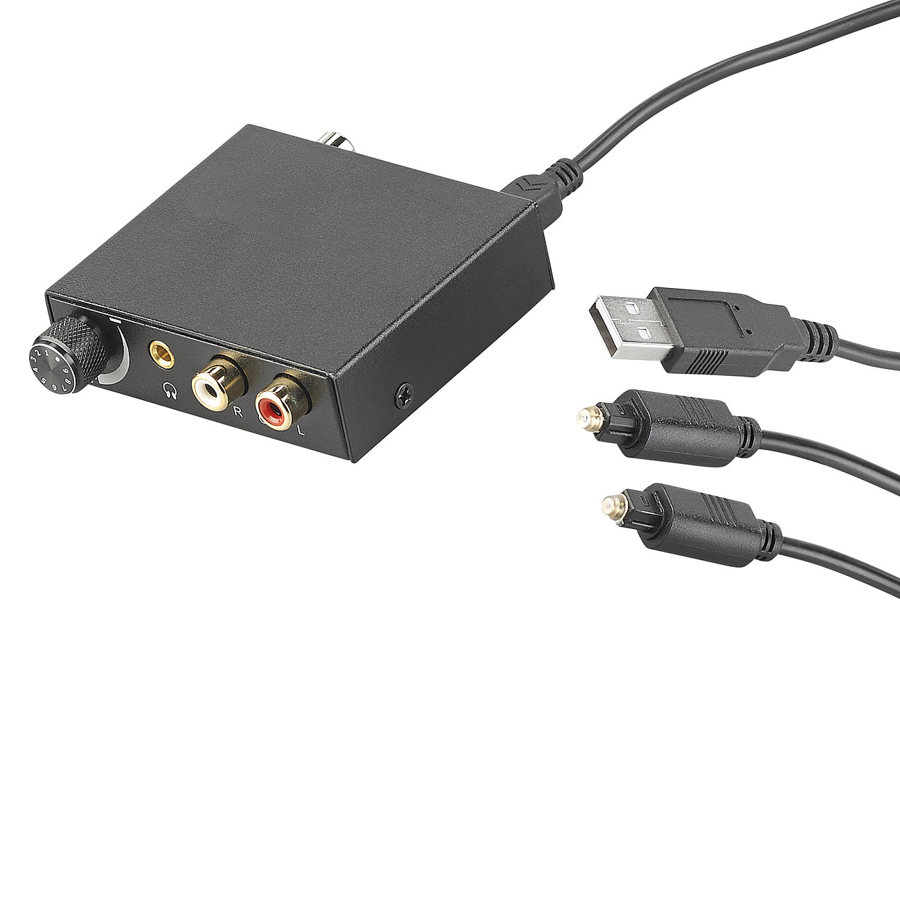 auvisio analoog digitaal omvormer: Audio-converter digitaal (TOSLINK/Coaxiaal) naar analoog, volumeregelaar (analoog digitaal omvormer, audio)