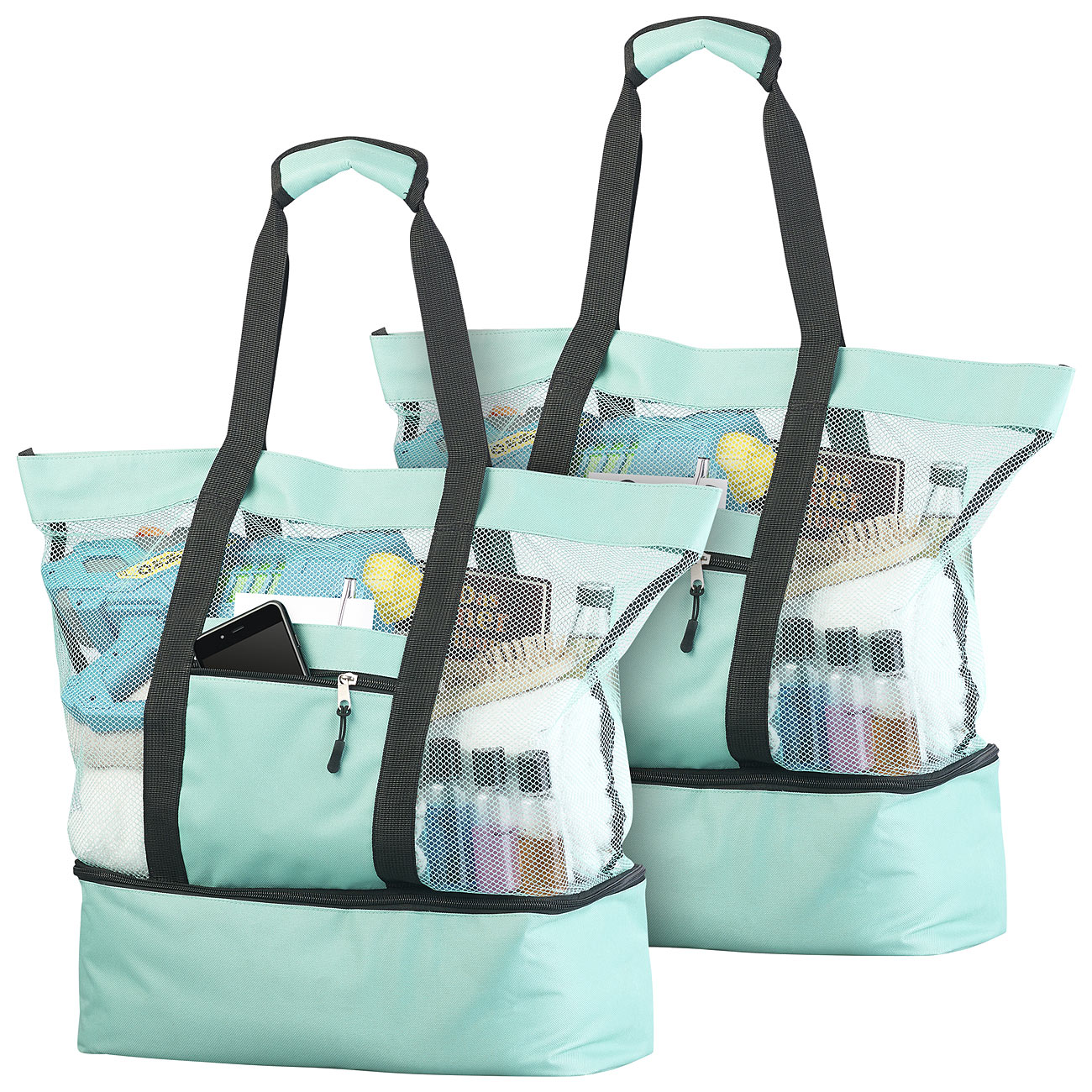 PEARL borsa a mano con scomparto refrigerato borsa a mano con scomparto refrigerato: Set di 2 borse da spiaggia 2in1 con scomparto refrigerante e