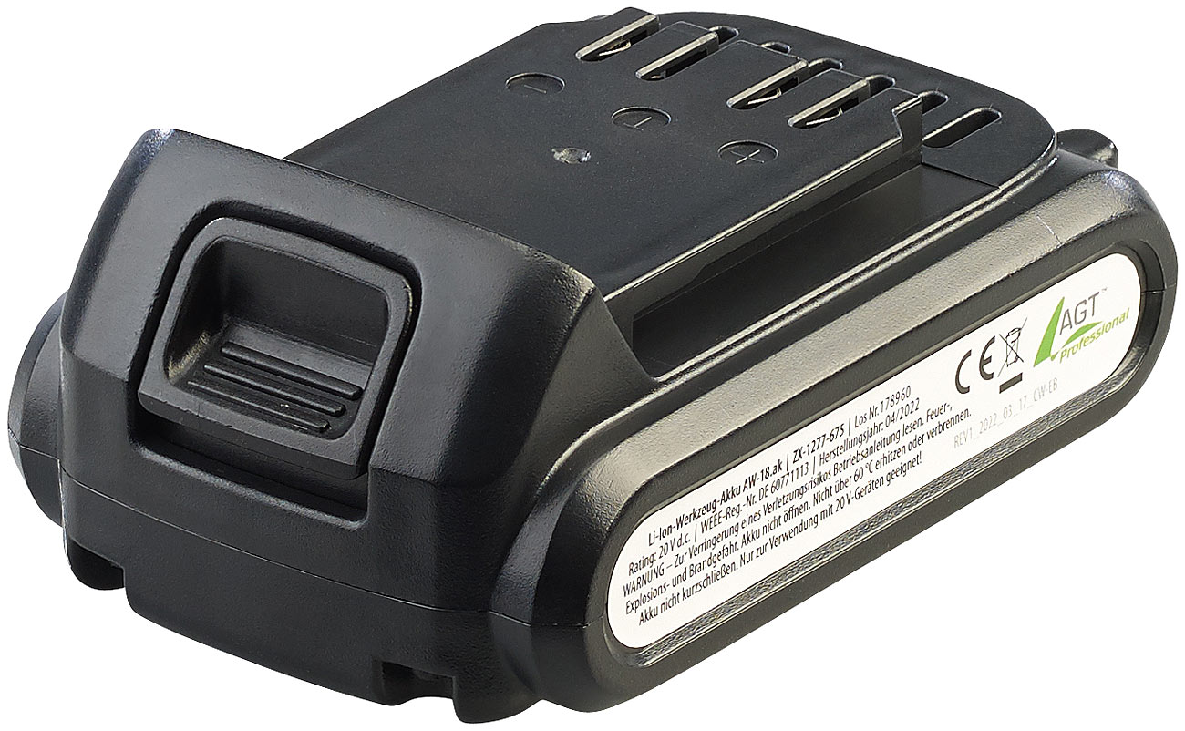AGT Professional baterías para herramientas a batería: Batería de herramienta de iones de litio AW-18.ak, 1.300 mAh / 20 Volt (baterías para)