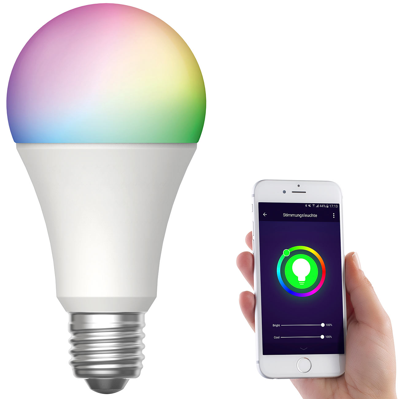 Luminea Home Control ampoule ampoule: Ampoule Wi-Fi LED, E27, RGB-CCT, 9 W (remplace 75 W), F, 800 lm, App (ampoule Wi-Fi ampoule wlan, ampoule)
